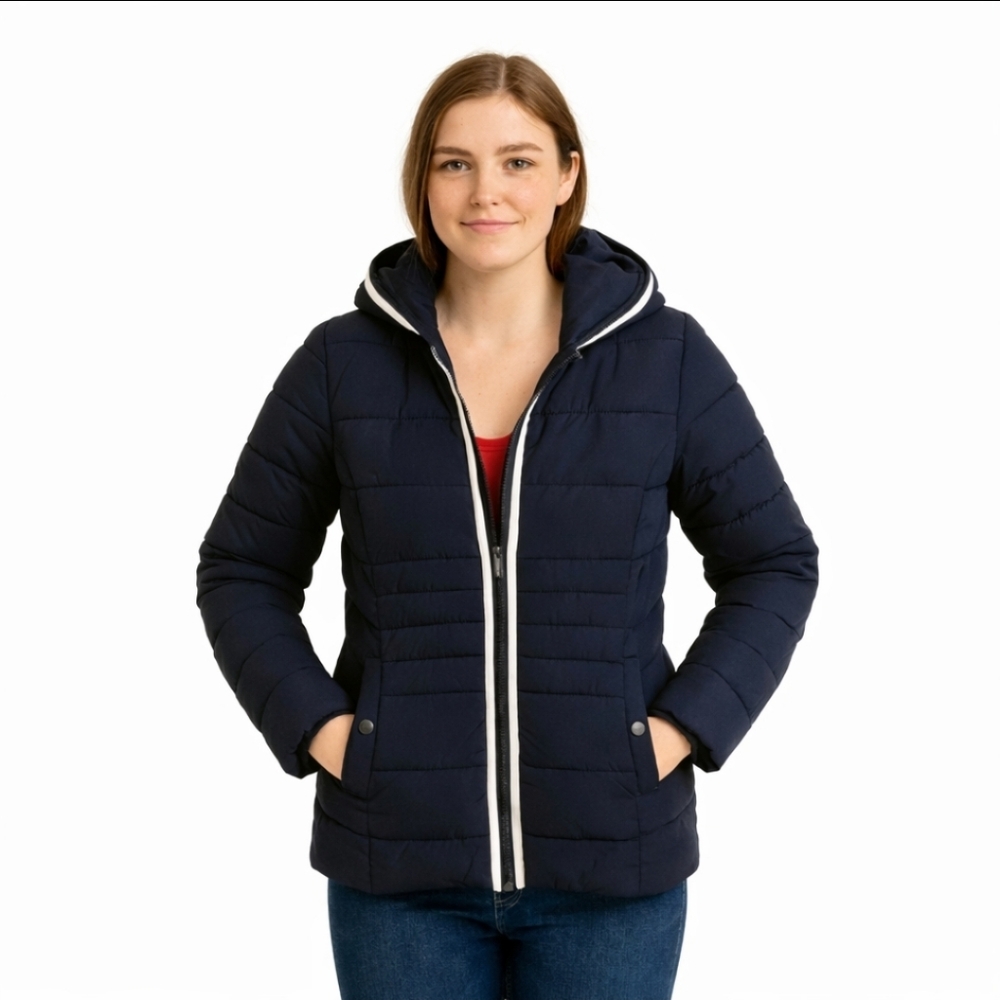 Tommy Hilfiger Navy Quilted Puffer Womens Jacket Size L